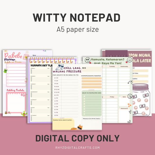DIGITAL FILE: A5 Witty Notepad - Where Ideas and Wit Collide